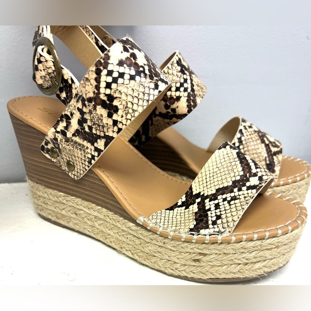 Wedge Espadrille Sandals in Snake Print - Women